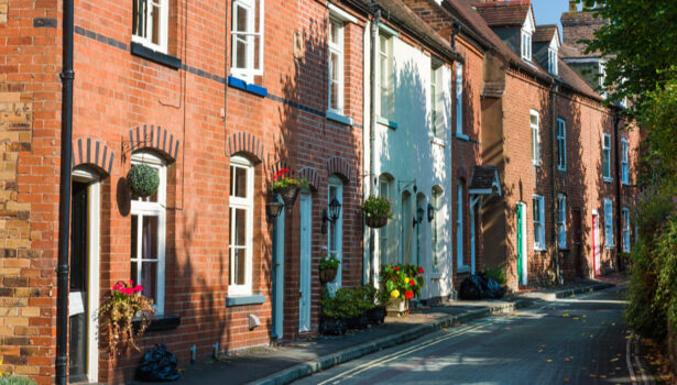 Street of traditional terrace houses in Bridgenorth, Shropshire